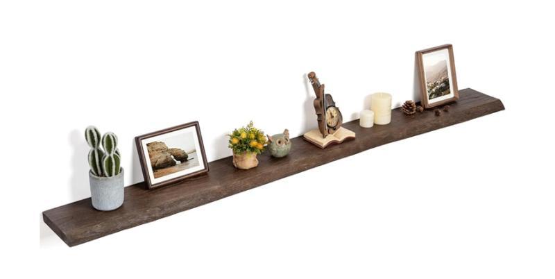 Rustic Floating Shelves 72" Long 8" Deep Set of 2 Heavy Duty Wall-Mounted Shelving, Walnut - MSRP $358