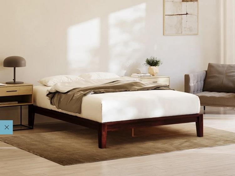 ZINUS Ellie 14 Inch Queen Bamboo Platform Bed Frame, Wood Slat Support, No Box Spring Needed, Brown - MSRP $118