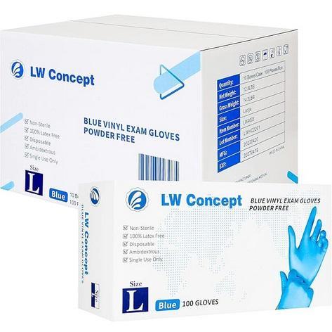 LW Concept Blue Multipurpose Vinyl Exam Gloves, Large - MSRP $1,655