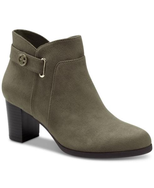 Shoes - Giani Bernini Womens Green Zip-Up Booties, Double Couple Suede Leather Ankle Boots - MSRP $20,117