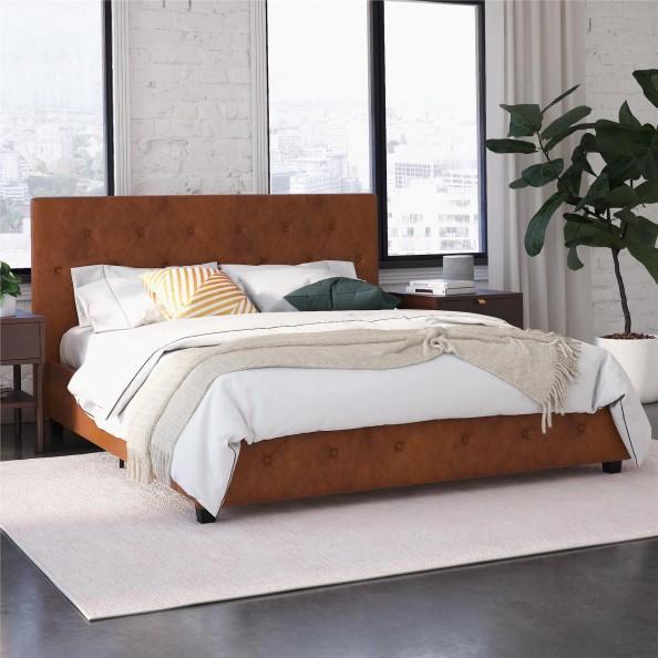 Furniture - Twin Floor Bunk Bed, Upholstered Platform Bed, Wood Twin-over-Twin Bunk Bed - MSRP $1,018