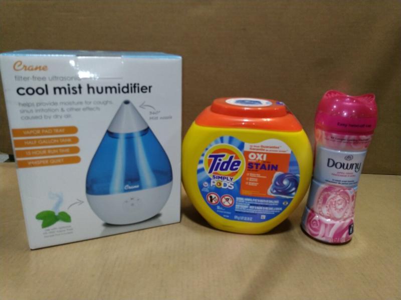 Home - Crane Droplet Blue/White Mist Humidifier, Pocket Hose Silver Bullet As Seen on TV - MSRP $6,373