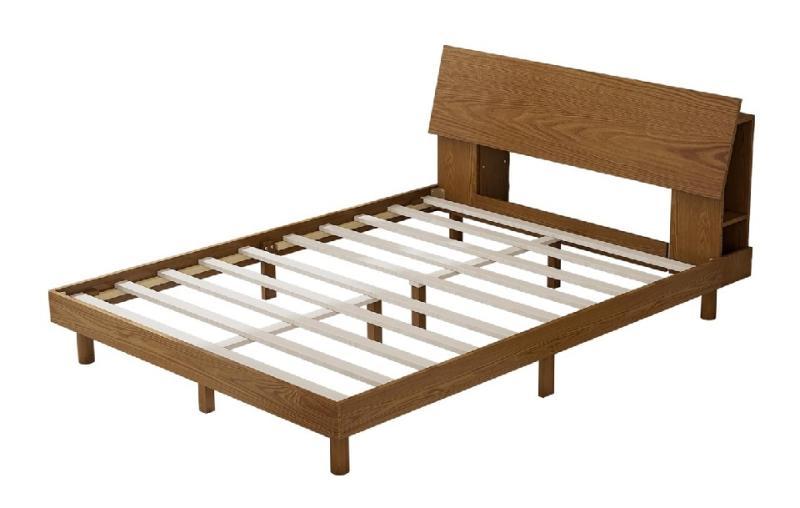 Mid Century Modern Solid Wooden Queen Size Platform Bed with Storage Headboard, Built in Charging - MSRP $429