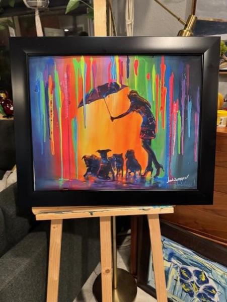 5 Framed & signed Jim Warren canvas art with COA - Popular images