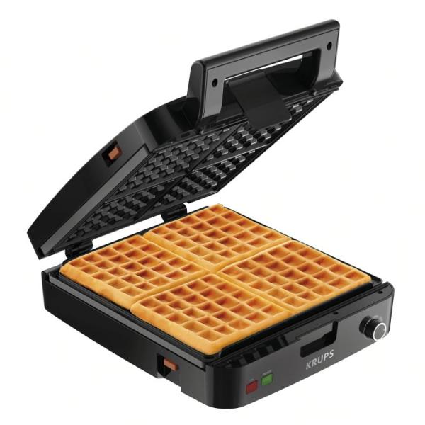 KRUPS 4-Slice Belgian Waffle Maker, Stainless Steel 5 Browning Levels - MSRP $68