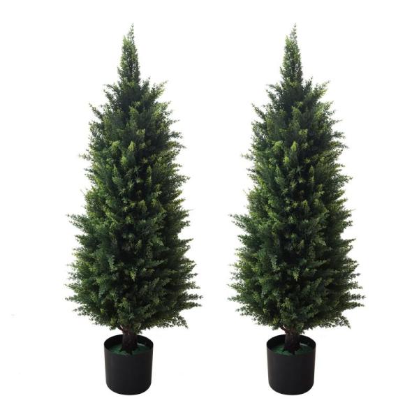 Artificial Cedar Topiary Trees, 37in 2pk - MSRP $104