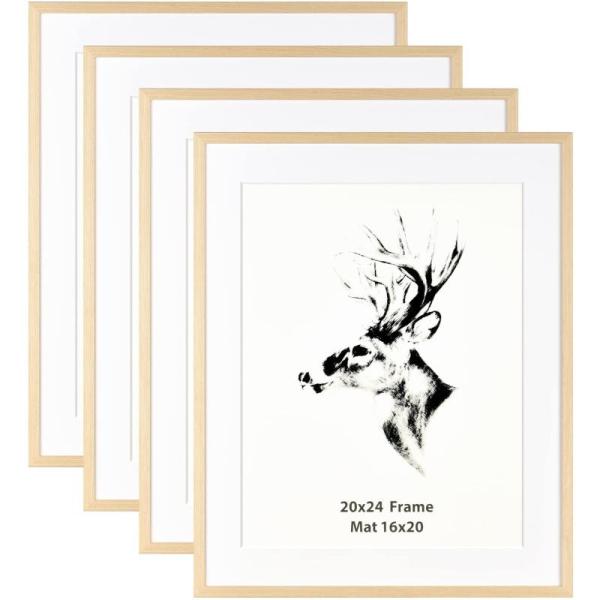 Yaetm 20x24 Picture Frame with Mat for 16x20 Set of 4 - MSRP $63