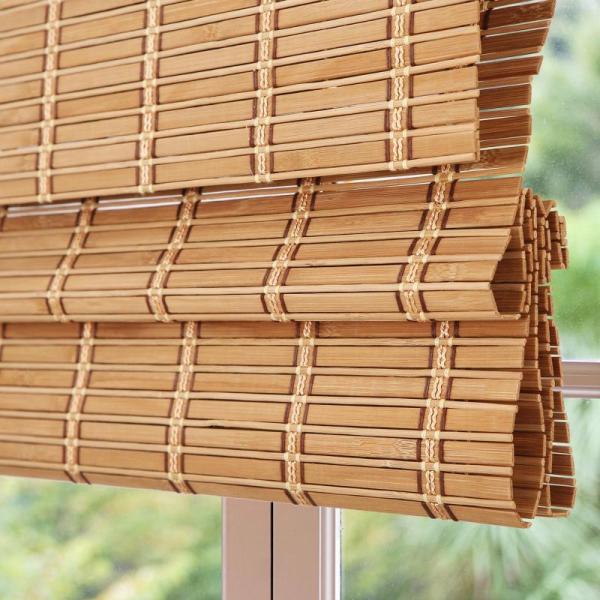 Sunbox Cordless Bamboo Roman Shade Blind Woven Wood Roman - MSRP $53