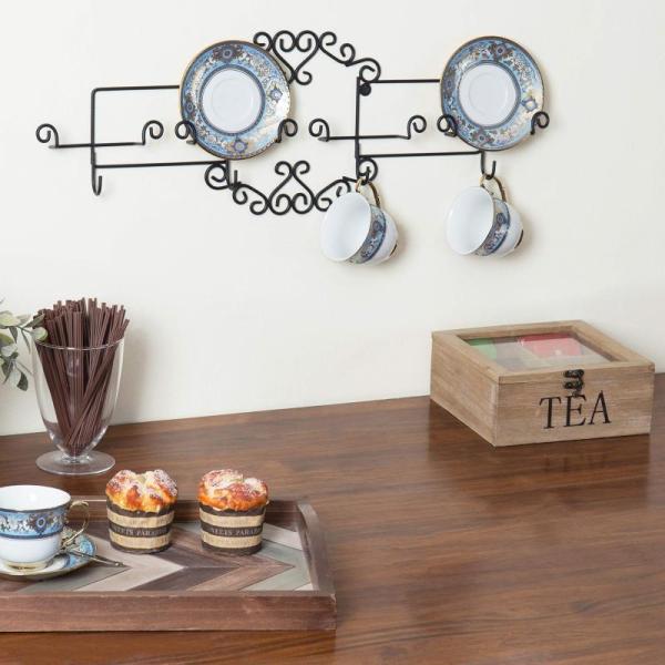 MyGift Vintage Scrollwork Black Metal Wire Tea Coffee Cup Rack - MSRP $30