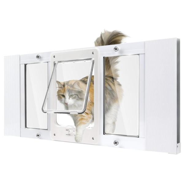Aluminum Window Pet Door, Adjustable Width to Fit - MSRP $105