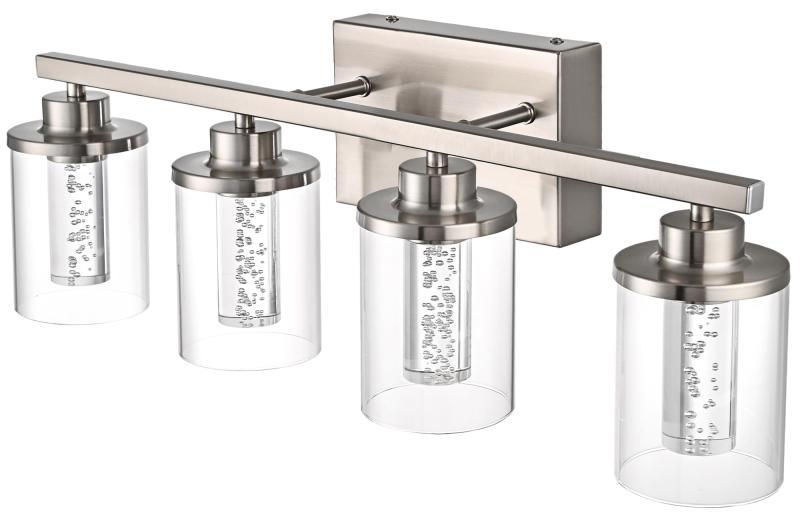 Wanluce 4-Light Bathroom Light Fixtures, Brushed Nickel - MSRP $109