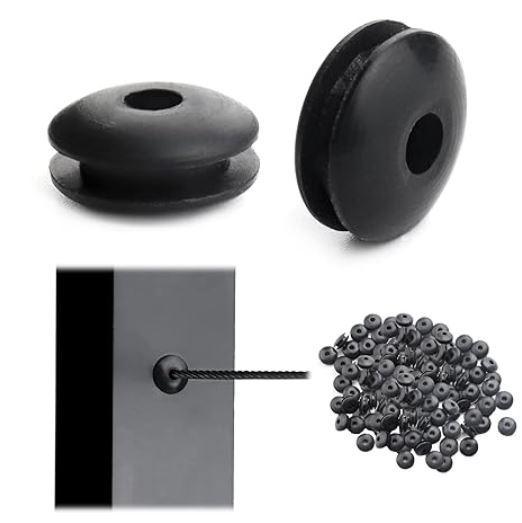 Amazon Clearance - General Merch - Muzata 100 Pack Black Rubber Grommets, Muzata 150 ft Black Vinyl Coated Wire Rope - MSRP $3,686