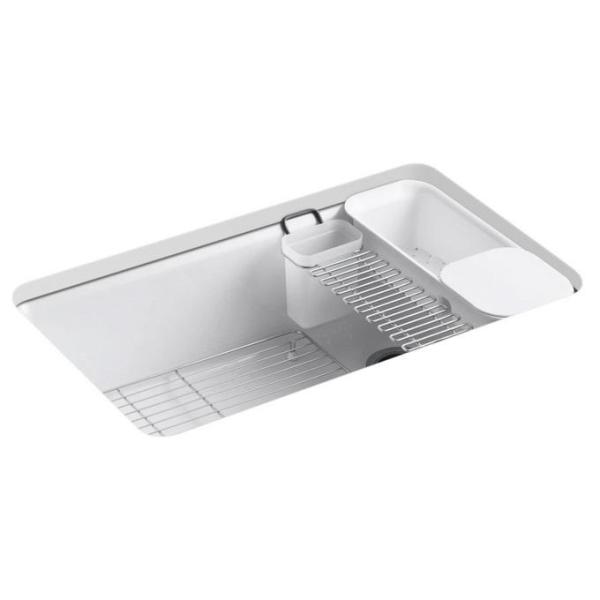 Kohler K-5871-5UA3-0 Riverby 33" Undermount Single Basin Enameled Cast Iron Workstation Kitchen Sink - MSRP $1,190