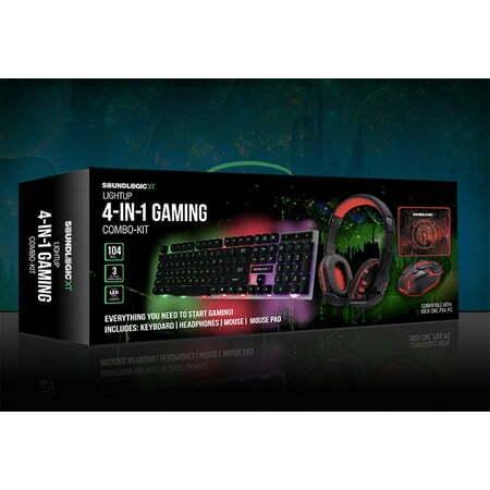 SoundLogic XT Light-up Four-in-One Gaming Combo Kit (Keyboard Mouse Mouse Pad Headphones) - MSRP $47