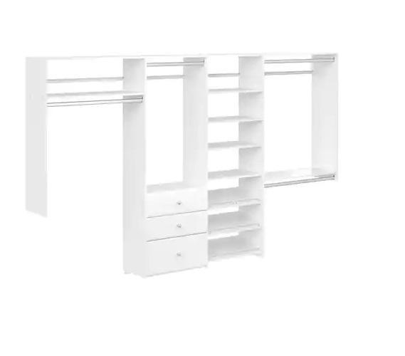 Flooring & Rugs - Closet Evolution Dual Tower 96"-120" Mounted 14-Shelf Closet System, Premier 25" - Est Retail $1,921