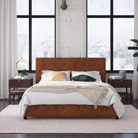 Furniture - DHP Dakota Tufted Upholstered Platform Bed, MS Fireplace TV Stand - MSRP $1,260