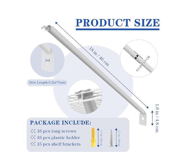 12pk Support Brackets for Wire Shelving, 16" Fixed - MSRP $30