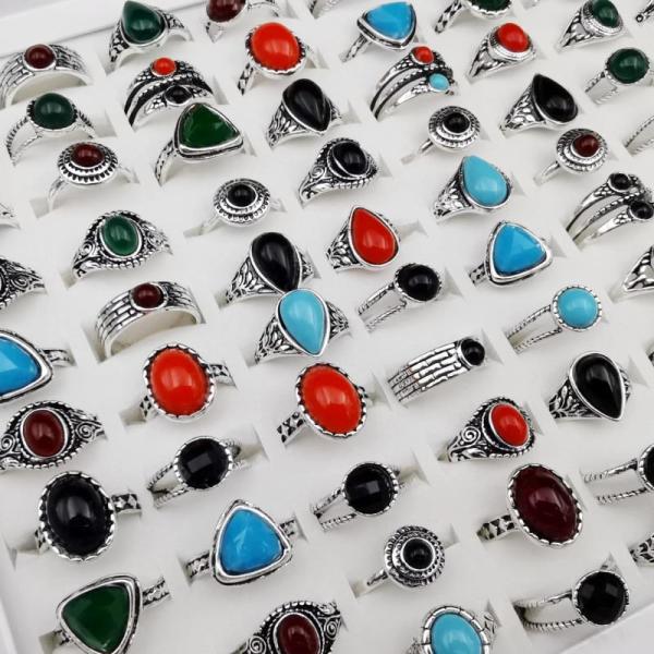 500 Units - Mixed Silver Gemstone Rings & More - Fashion Jewelry