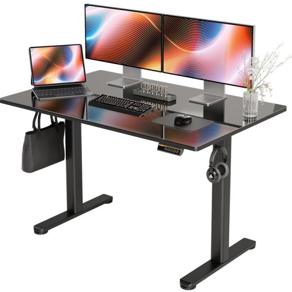 Furniture - Claiks Glass Standing Desk, Ticova Ergonomic Office Chair, XINXINYAN Queen Box Spring - MSRP $2,197