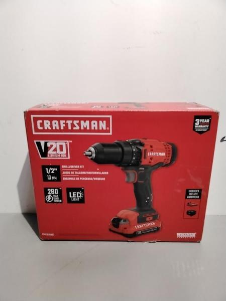 CRAFTSMAN V20 Cordless Drill/Driver Kit, 1/2in (CMCD700C1) - MSRP $57