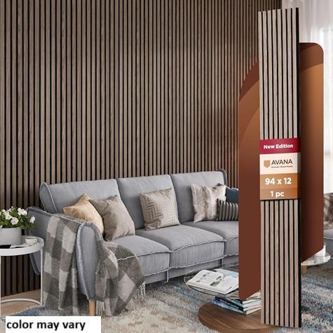 Avana Modern 94.4" X 12.6" Walnut Acoustic Wall Panels - MSRP $94