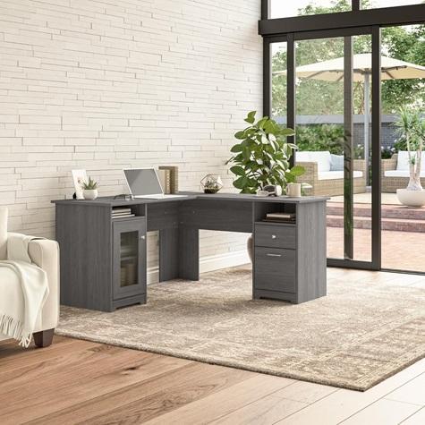 Bush Furniture Cabot L Shaped Computer Desk in Modern Gray - MSRP $404