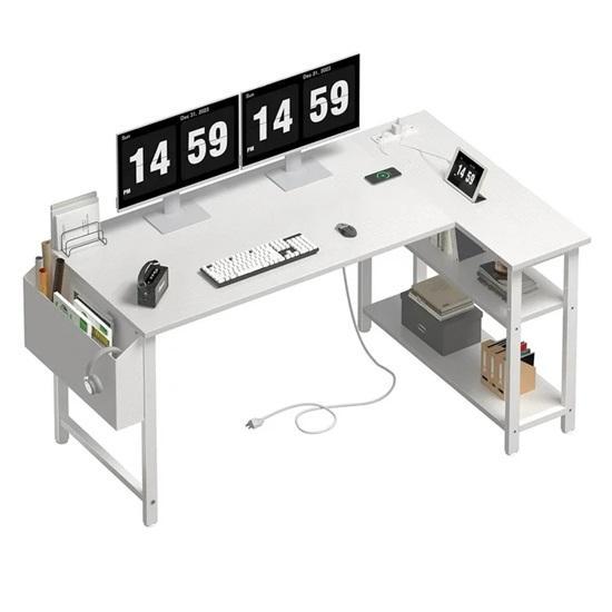 Furniture - Lufeiya White L Shaped Computer Desk, ALIESTFDNO Step Stool with Handle - MSRP $1,153