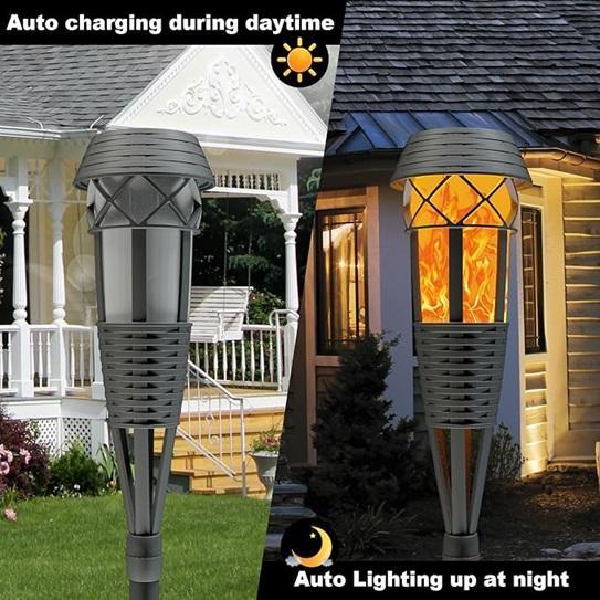 Lawn & Garden - Evelynsun Flickering Flames Solar Torch Light, Outdoor Patio Storage Box - MSRP $1,469