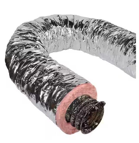 Plumbing - Master Flow 7inx25ft & 8inx25ft Insulated Flexible Duct R6 Silver Jackets - Est Retail $1,280