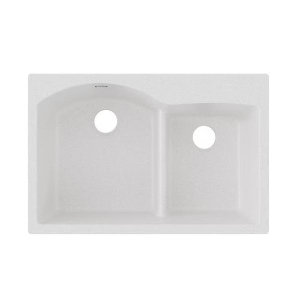 Plumbing - Elkay Quartz Classic 33in Drop-in Kitchen Sink, Glacier Bay, HDC, KIOTEE, Nordic Pure - Est Retail $1,194