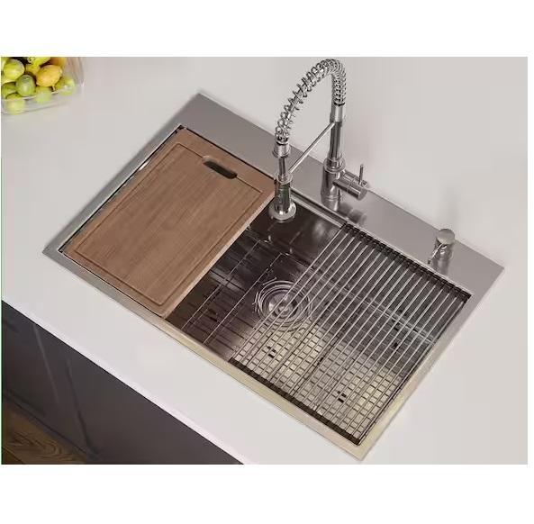 Plumbing - HOROW Drop-In 33" Sink, HOMEMYSTIQUE, TETOTE, Tileon, HOME-FLEX, Glacier Bay, Bath Bliss - Est Retail $2,141