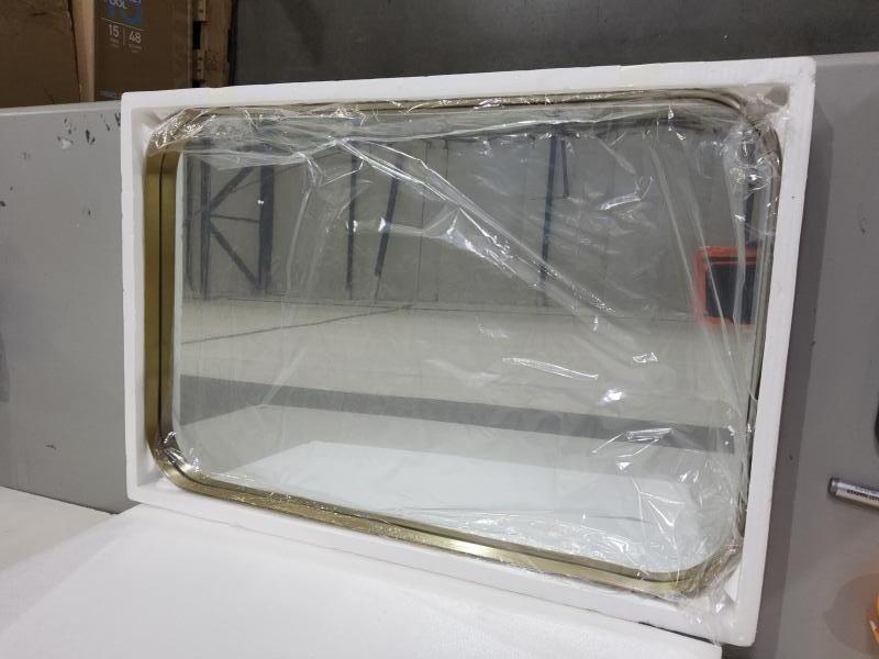 NEW - ANDY STAR 24x36" Brushed Gold Finish Rounded Rectangle Mirror - MSRP $189