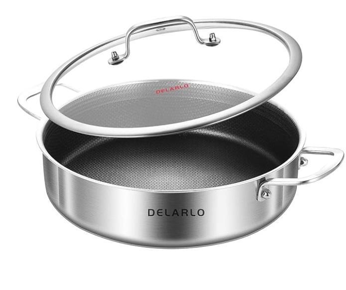 Kitchen - DELARLO Tri-Ply Stainless Steel Saute Pan 6qt Deep Frying Pans, NiHome Glass Drinking Straws - MSRP $9,318