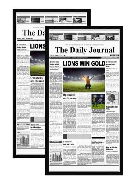 Americanflat 11x22 Newspaper Frame with Polished Plexiglass - MSRP $35