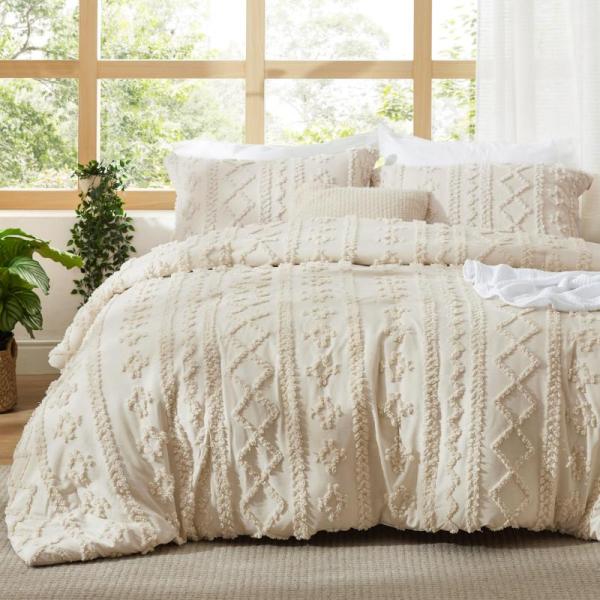 Bedsure King Size Comforter Set, Pink Boho Tufted - MSRP $64