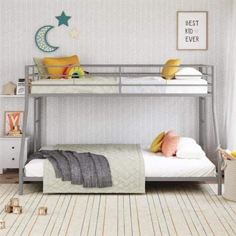 Furniture - MS Junior Twin over Full Metal Bunk Bed, BH&G Leighton Twin Bed with Signature Sleep - MSRP $1,263