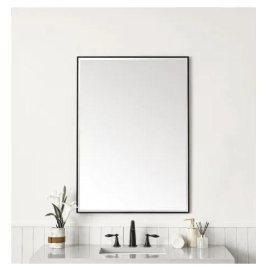 James Martin Rohe 30" W x 40" H Rectangular Stainless Steel Framed Bathroom Wall Mirror - MSRP $525