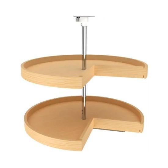 Rev-A-Shelf Lazy Daisy Banded Wood Double 2 Tier 28" Pie Shaped Lazy Susan for Corner Base Cabinets - MSRP $271