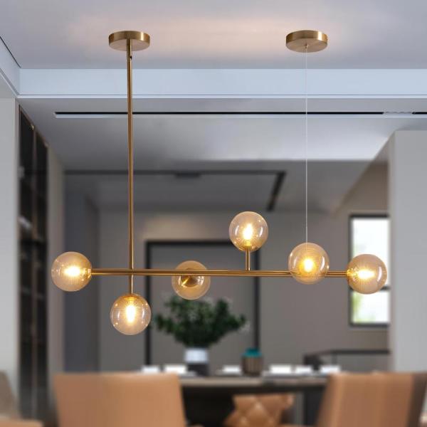 Home Improvement - 7PMBEANE Modern 6-Light Globe Chandeliers, RAINLIGHTING Semi Flush Ceiling 5-Light - MSRP $7,485