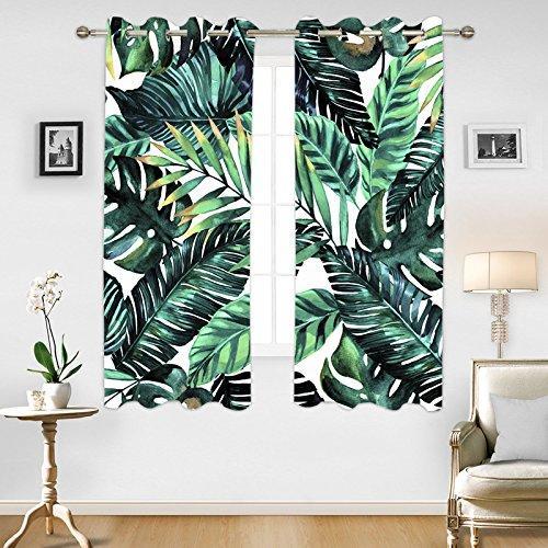 Ormis Tropical Palm Leaves Blackout Curtains, 2 Panels - MSRP $38