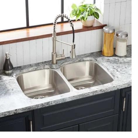 Signature Hardware SHCAUCA3221E Double Basin Stainless Steel Kitchen Sink - MSRP $592