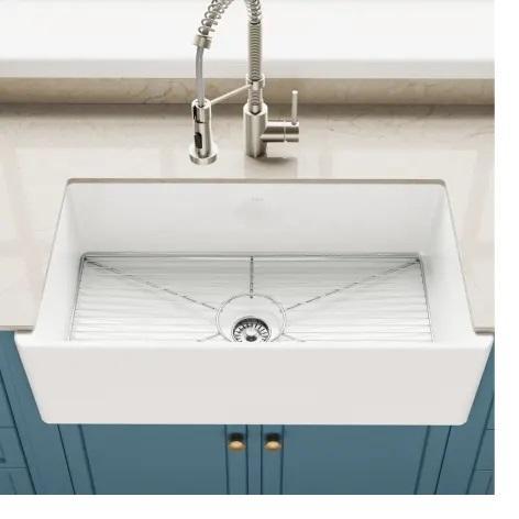 Kraus KFR1-33GWH Single Basin Fireclay Kitchen Sink - MSRP $649