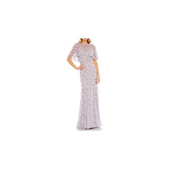 Apparel - Mac Duggal Purple Embellished Illusion Cape Sleeve Trumpett Maxi Gown, Nike, Eberjey - Original MSRP $2,360