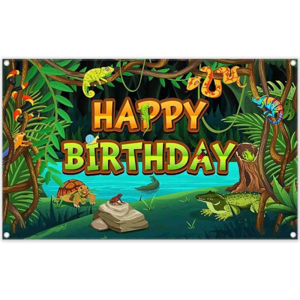 Camera - YCUCUEI 72x43 Fabric Reptile Happy Birthday Backdrop Tropical Jungle, Haboke Abstract Backdrop - MSRP $3,371