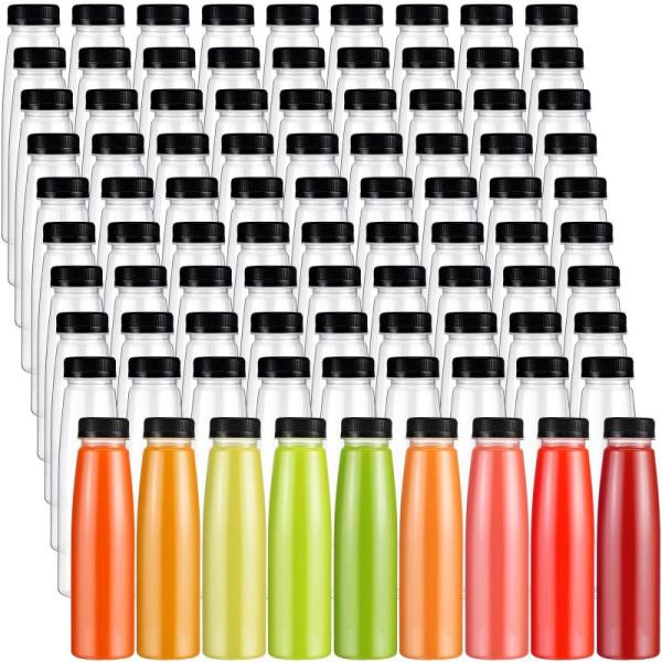Tanlade 100 Pcs Plastic Juice Bottles with Caps Clear - MSRP $61