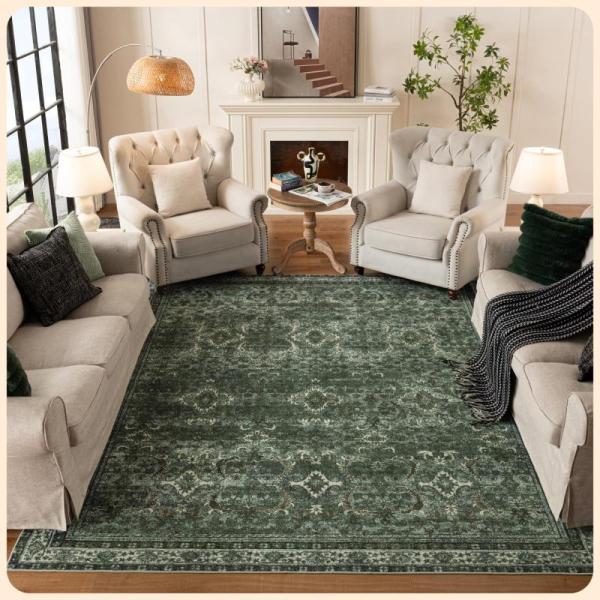 Istana 8x10 Area Rug, Dark Green - MSRP $103
