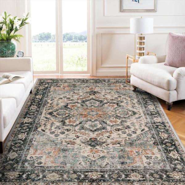 HILORUUG Washable Vintage Area Rug, Living Room Farmhouse - MSRP $54