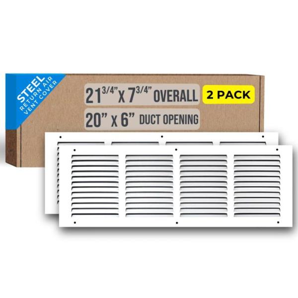 2 Pack Fits 20x6 Duct Opening Steel Return Air Grille - MSRP $51