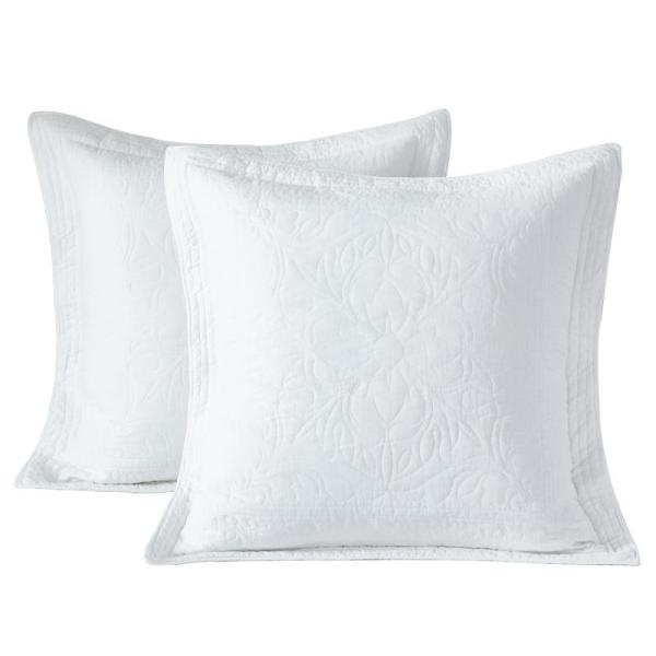 WINLIFE 100 Cotton Quilted Euro Sham Covers 2pk  - MSRP $33