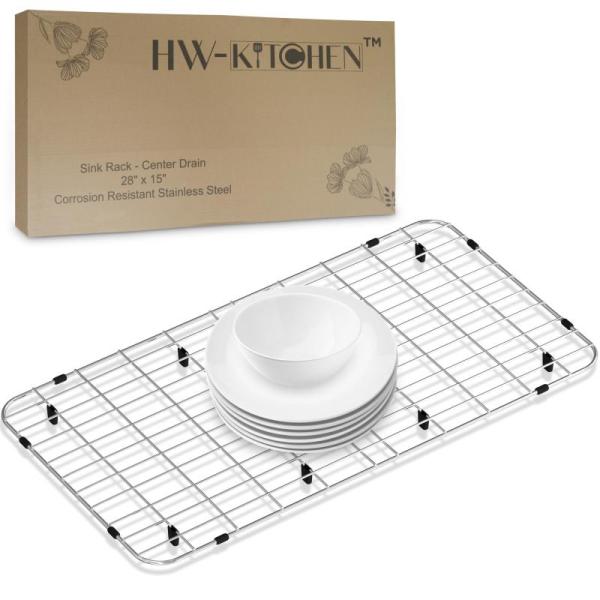 HW-Kitchen 28"x15" Sink Protector Rack, Stainless Steel - MSRP $49